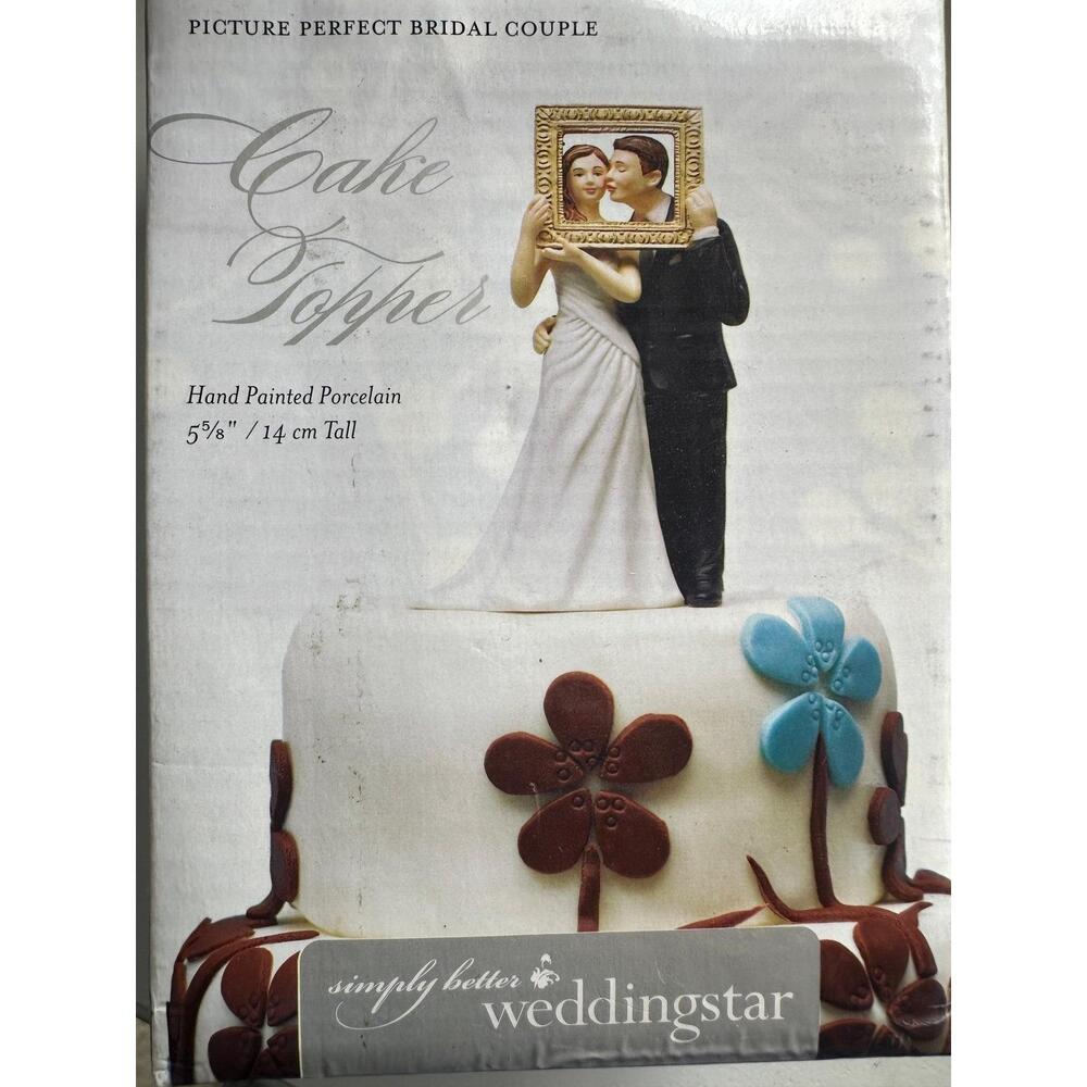 Picture‎ Perfect Bridal Couple Cake Topper Hand Painted Porcelain Weddingstar